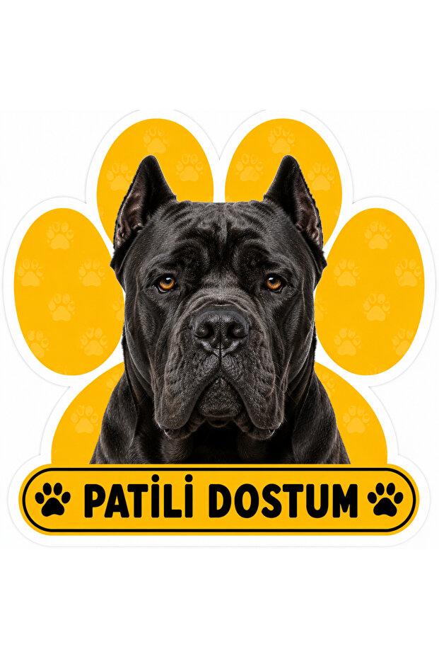 Patili Dostum Cane Corso Dog Sticker Label | 15X15 cm Self-Adhesive Foil