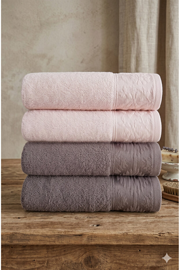 Liro 4-Piece Hand-Face Towel 50X90 cm Anthracite-Pink