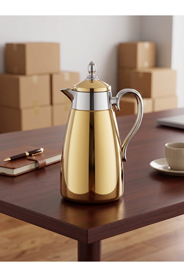 Minimalist & Luxurious: Aura Luxury Gold High Insulation Thermos (1.3 L)