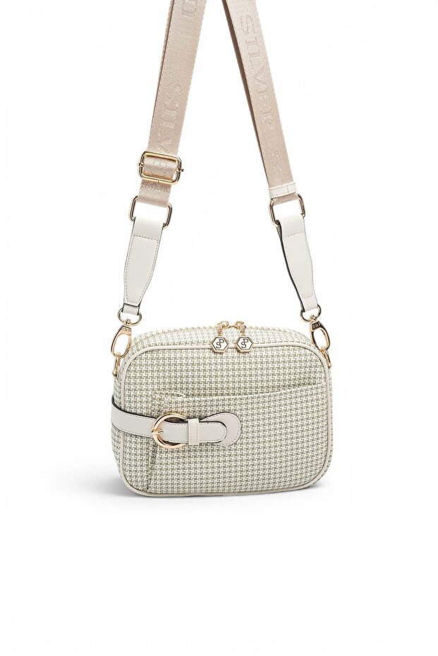 Green - Bone-Patterned Goose-Foot Checkered Women's Crossbody Bag SP1256