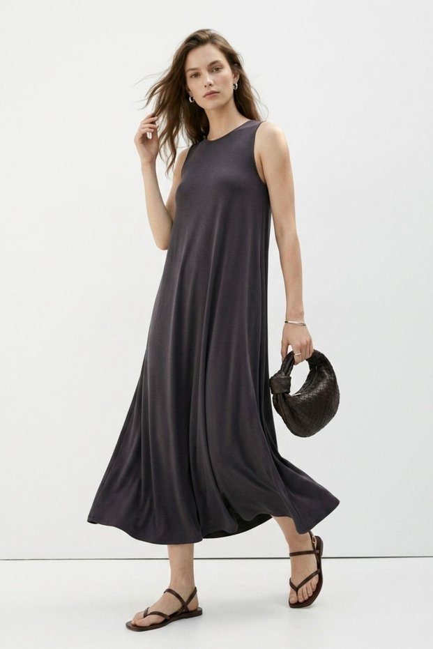 Anthracite Zero Sleeve Crew Neck Dress 3652