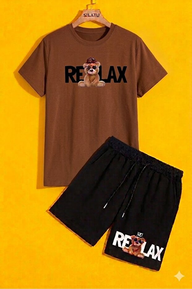 Relax Printed Crew Neck Short Sleeve T-Shirt Shorts Set