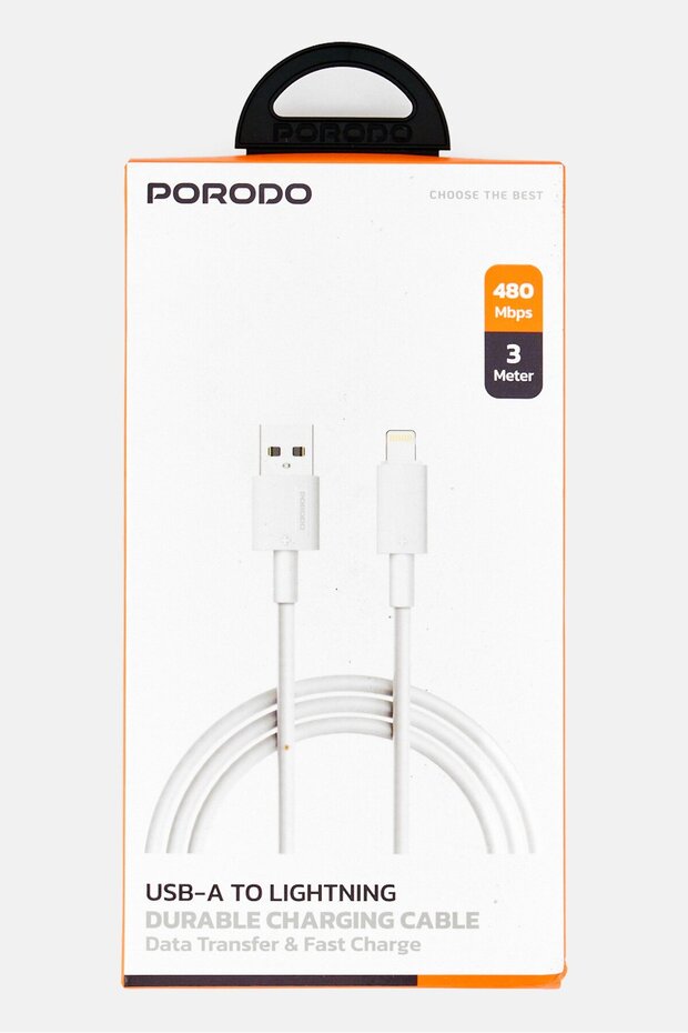 USB-A To Lightning Durable Charging Cable, White