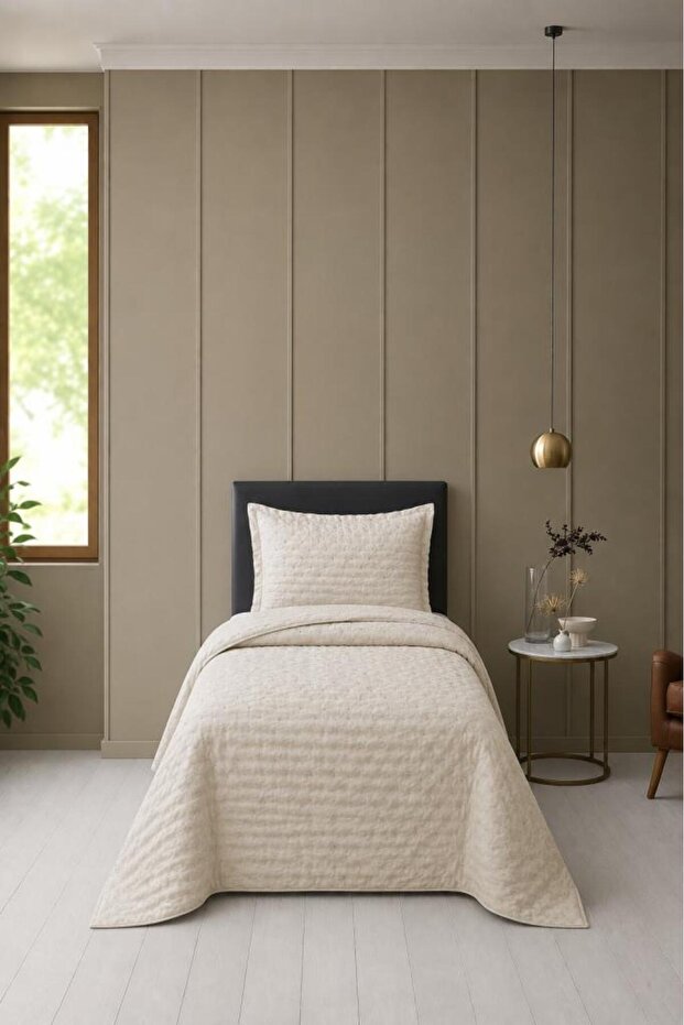 Flore Fiber Filled Single 180X240 cm Bedspread Beige