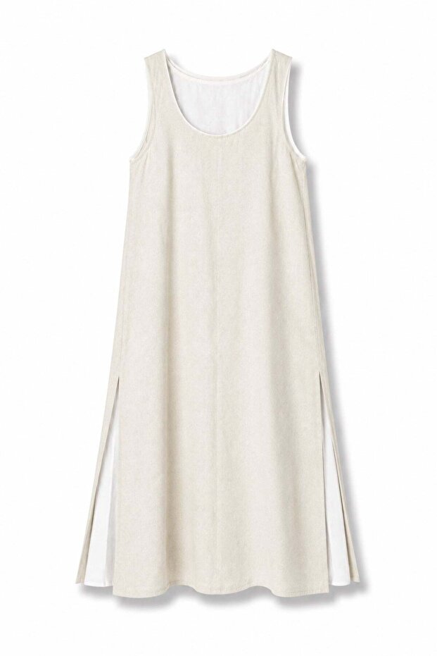 Natural Comfortable Cut Linen Dress 18496