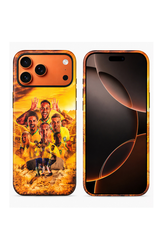 Football Theme Brazil Team Printed Slim Fit Anti-Scratch Back Case with Precision Cut-Outs and Comfortable Grip Shockproof Protective Cover Compatible With iPhone 14 Pro Max