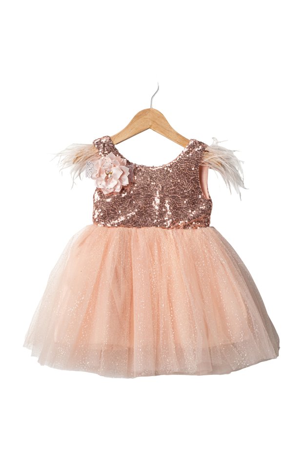 Girl's Sequined and Glittered Evening Dress Cotton Fabric for 2-5 Years Old