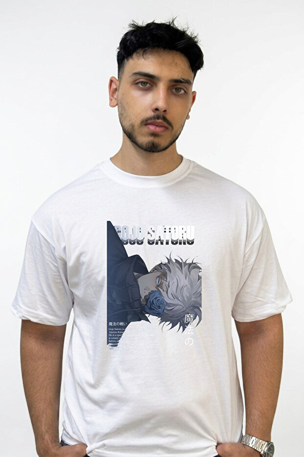 Gojo Satoru_25 Design Printed Oversize White T-Shirt