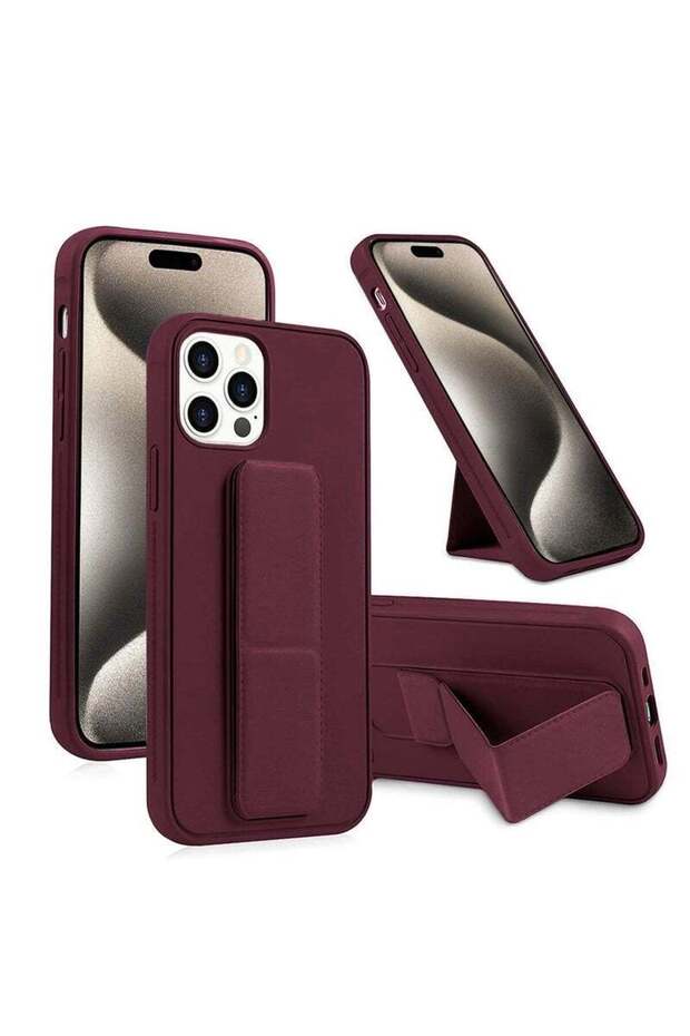 Apple iPhone 15 Pro Max TPU Rubber Silicone Hand Grip Protective Phone Case Cover (MCGHSN) - Brown