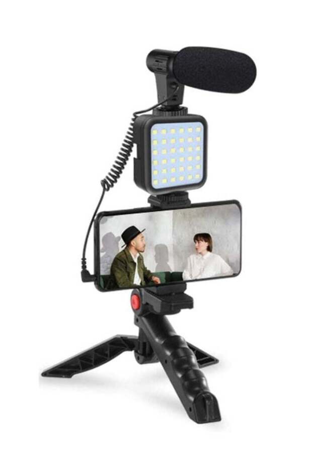 smartphone Vlogging Kit for Starter Video Recording, Fill Light + Mic + Tripod + Phone Clip