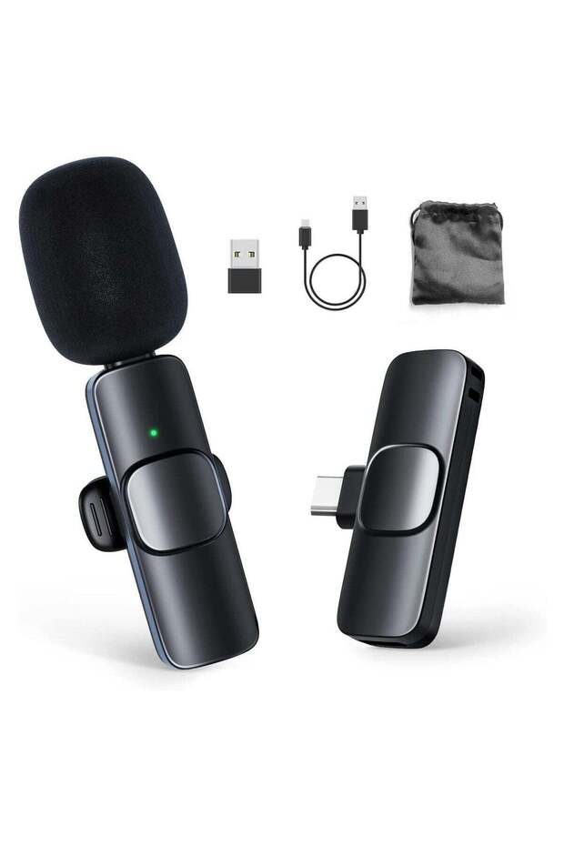 Mini Lavalier Microphone Clip-on Omnidirectional Mic Transmitter Receiver D11123-1—JA Black