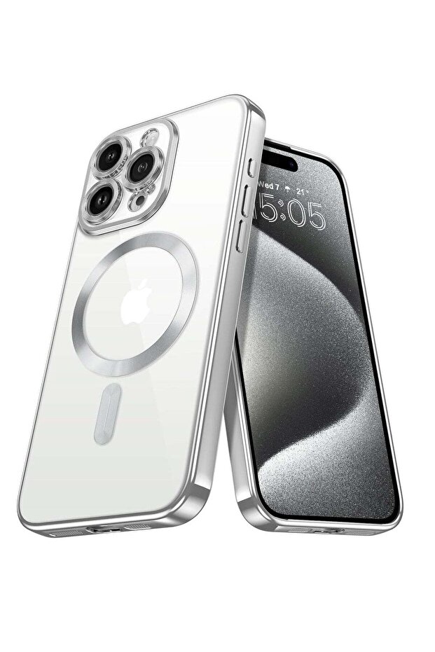 -- Case Compatible with iPhone 14 Pro, Magnetic Clear Phone Case, Transparent Electroplated Case for Women/Girls/Men