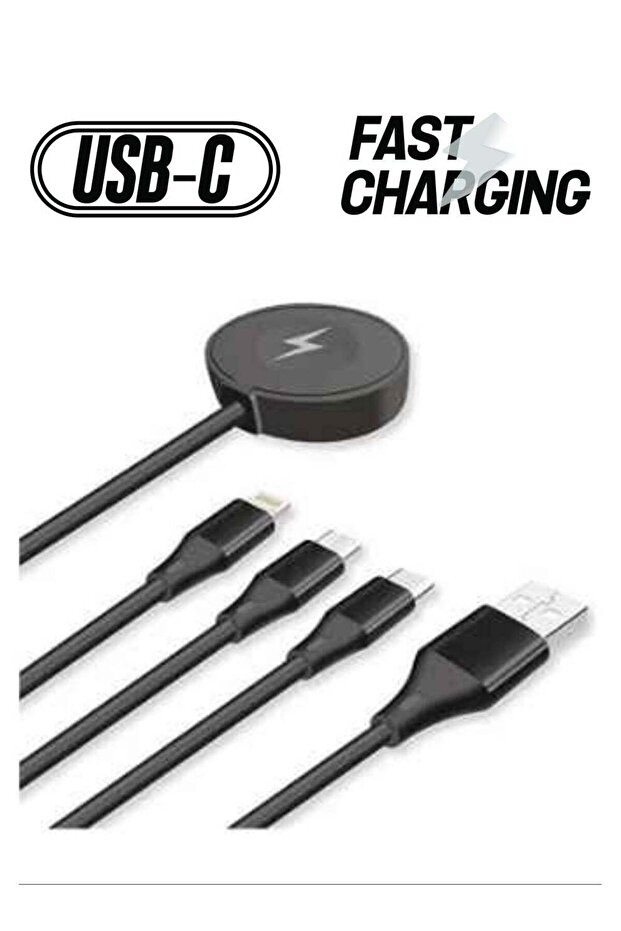 4 in 1 Cable With Wireless Charger Type C, iPhone