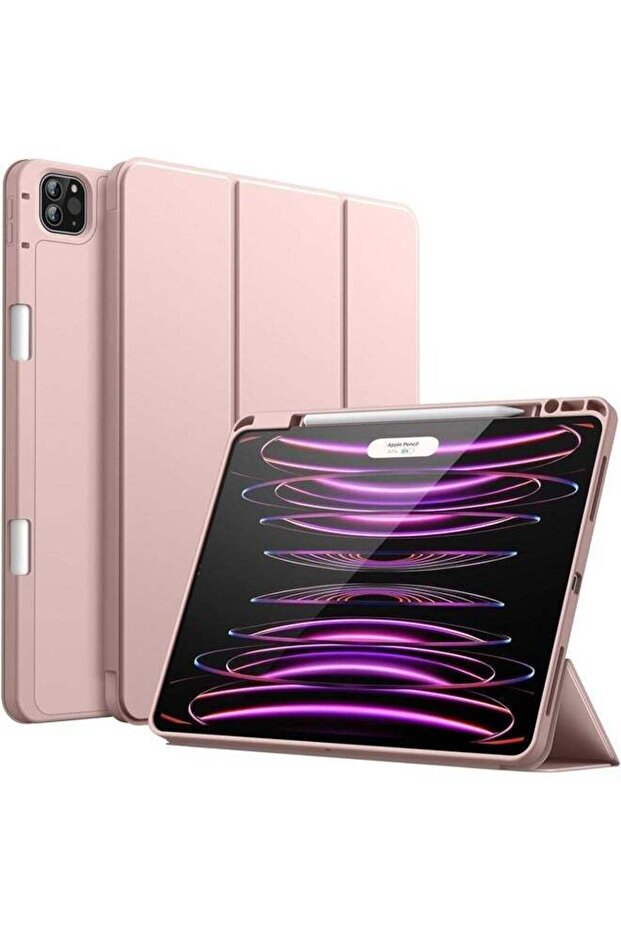 Pink Smart Case for 2024 iPad Pro 13-Inch - Includes Pencil Holder, Touch ID & Auto Wake/Sleep