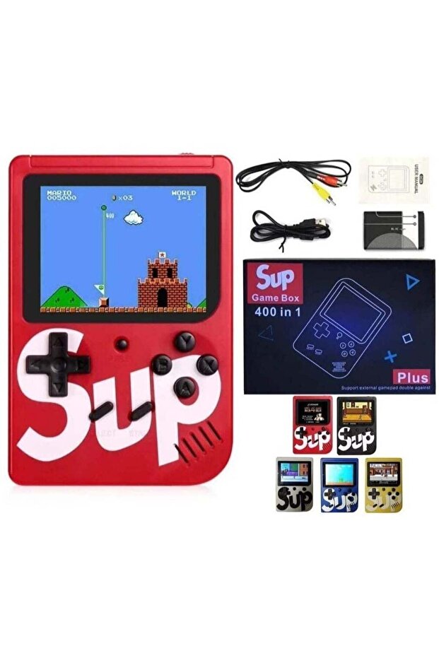 SUP Game Box Plus 400 in 1 Retro Mini Gameboy Console 3.0 Inch - Portable Rechargeable Single Player (Red)