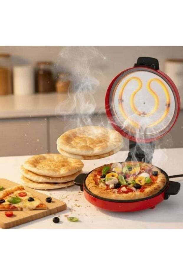 Arabic Bread & Pizza Maker 1800W Electric Roti Khubz Oven, Non-Stick Flatbread Maker
