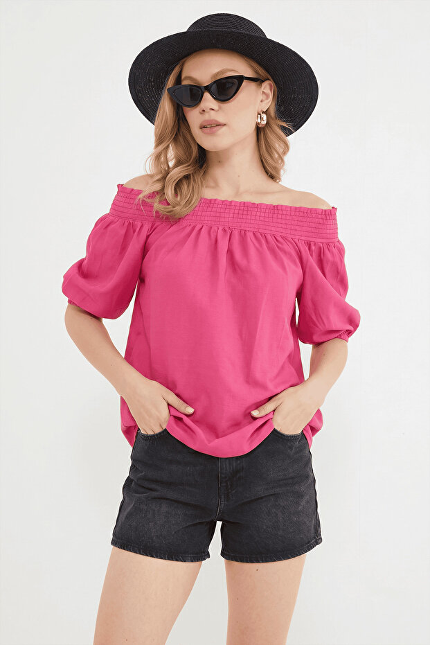 Madonna Collar Tie Detail Blouse