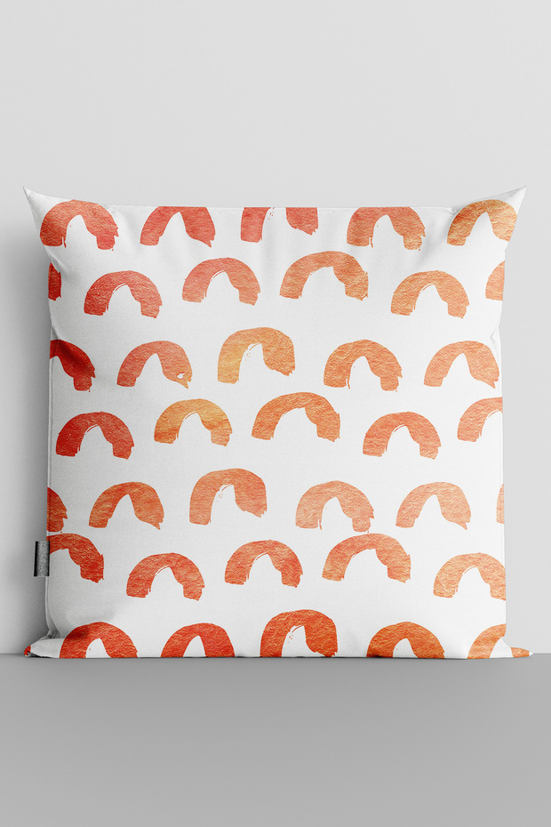 Red Semicircles Double-Sided Digital Printed Throw Pillow Cover - 2537