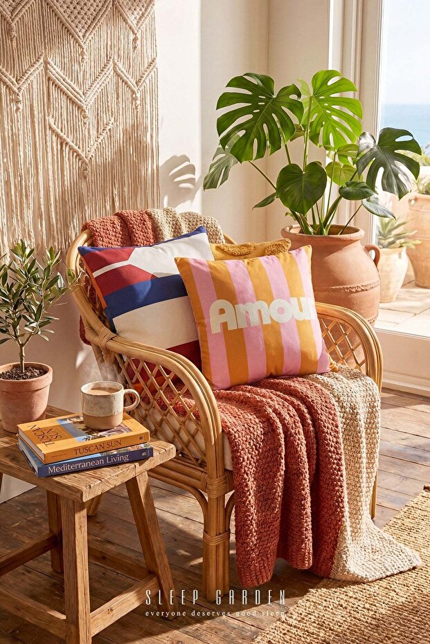 Amour Striped Design Decorative Throw Pillow Cover | Modern Home Decor 43X43 Set of 2