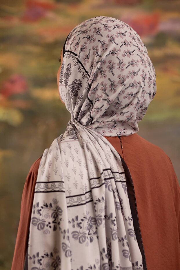 Floral Harmony Patterned Soft Shawl Black - 1