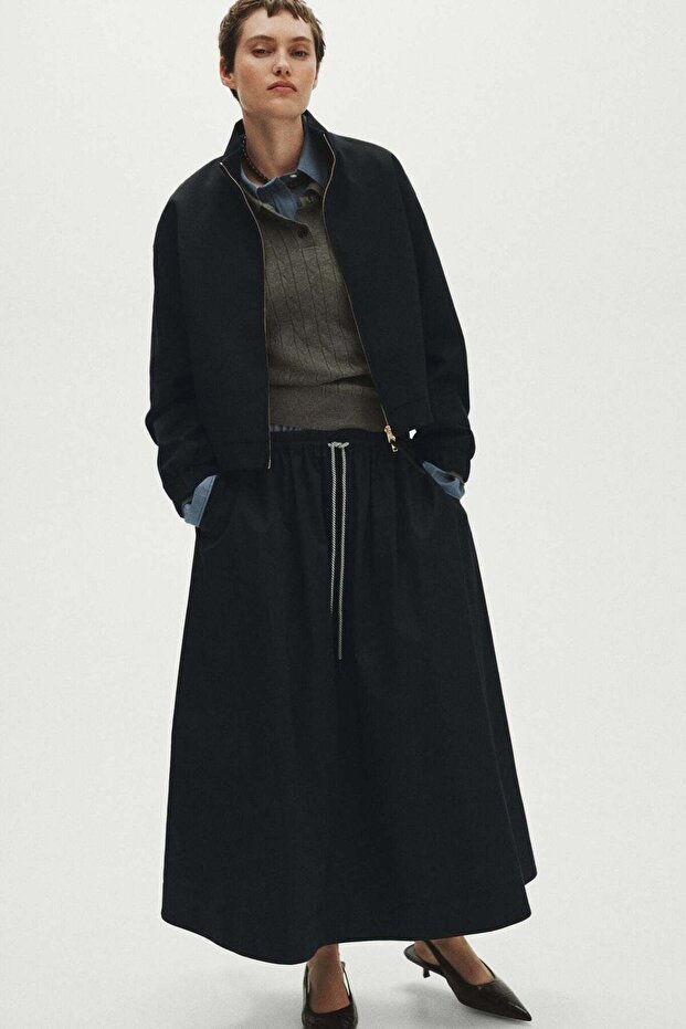 Cotton drawstring skirt