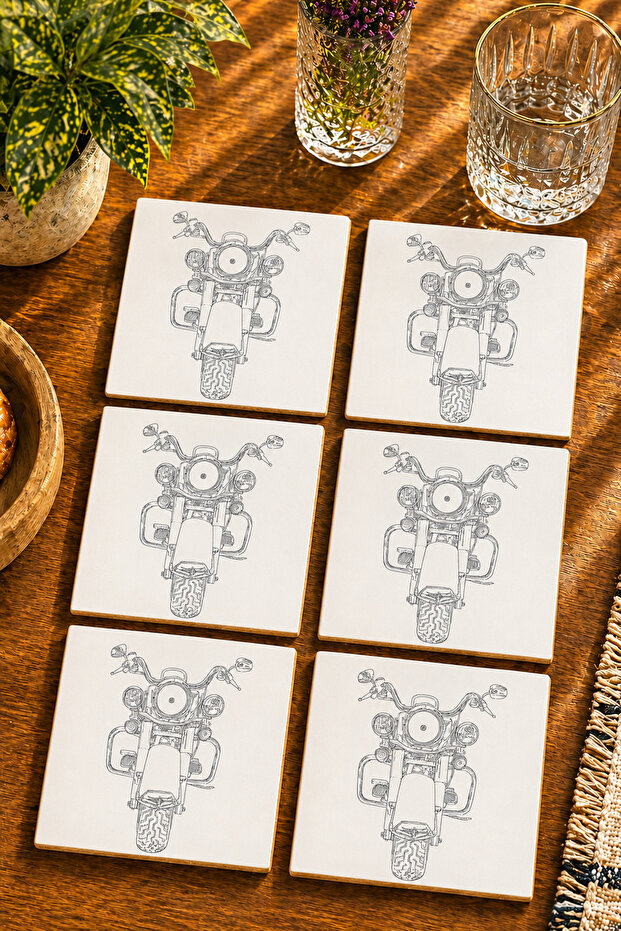 Hd Motor Design Set of 6 Coasters - Uv Printing Mdf - 10X10 cm