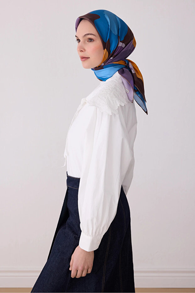Twill Silk Patterned Scarf 4306D - 2