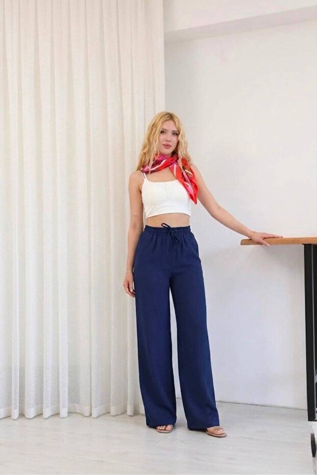 Yüksel Bel Palazzo Leg Oversize Tencel Fabric Trousers