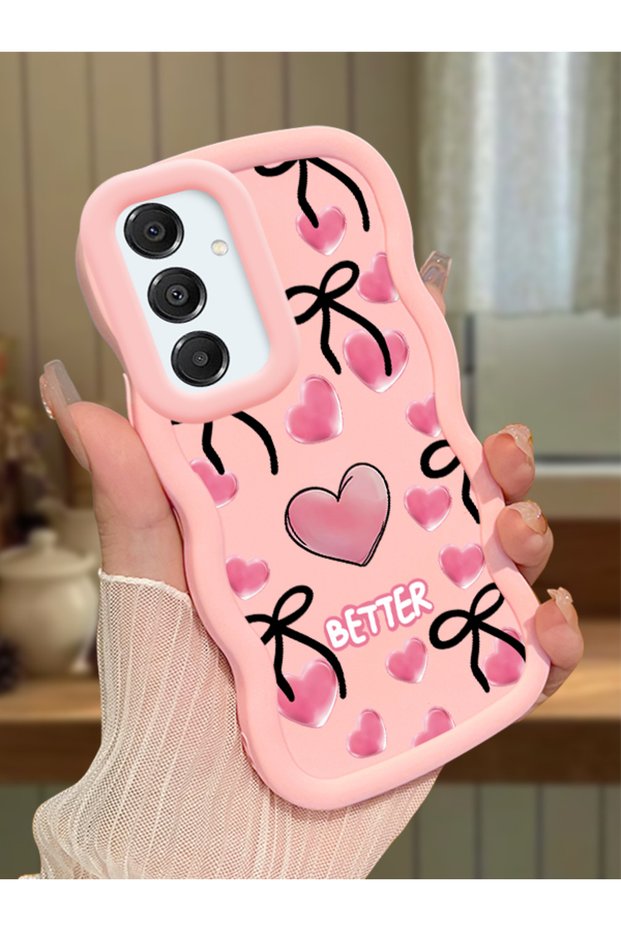 Samsung Galaxy A16 Compatible Case Camera Protector Pink Silicone Couple Phone Case Heart Pattern