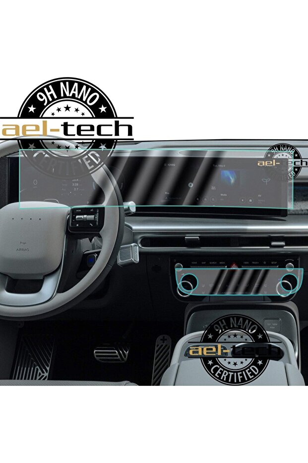 Hyundai Ioniq 9 Compatible 12.3 Inch Navigation and Air Conditioning Control 9H Nano Screen Protector Set of 2 2025-20
