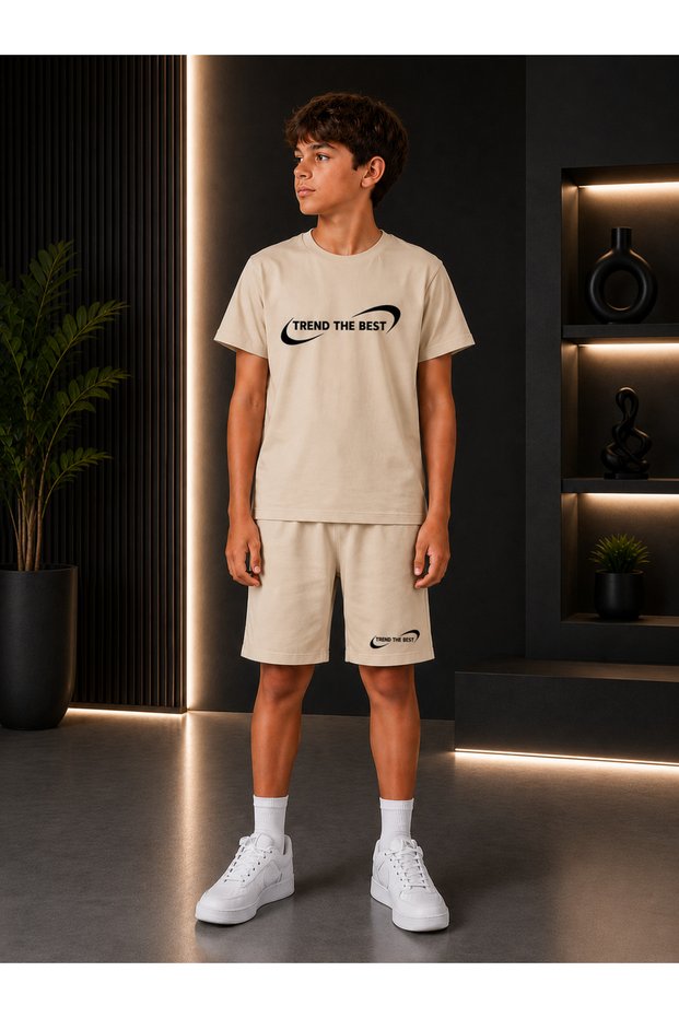Summer Trend the Best Brand Printed Boys' Shorts and T-Shirt Set