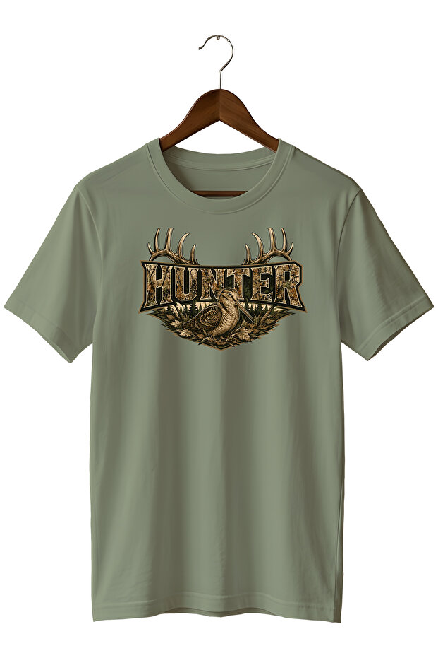 تي شيرت رجالي مطبوع بتصميم خاص من نوع Camouflage Hunter Skull
