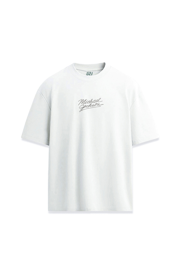 Michael Jackson Signature Minimal Design Relax Fit White T-Shirt