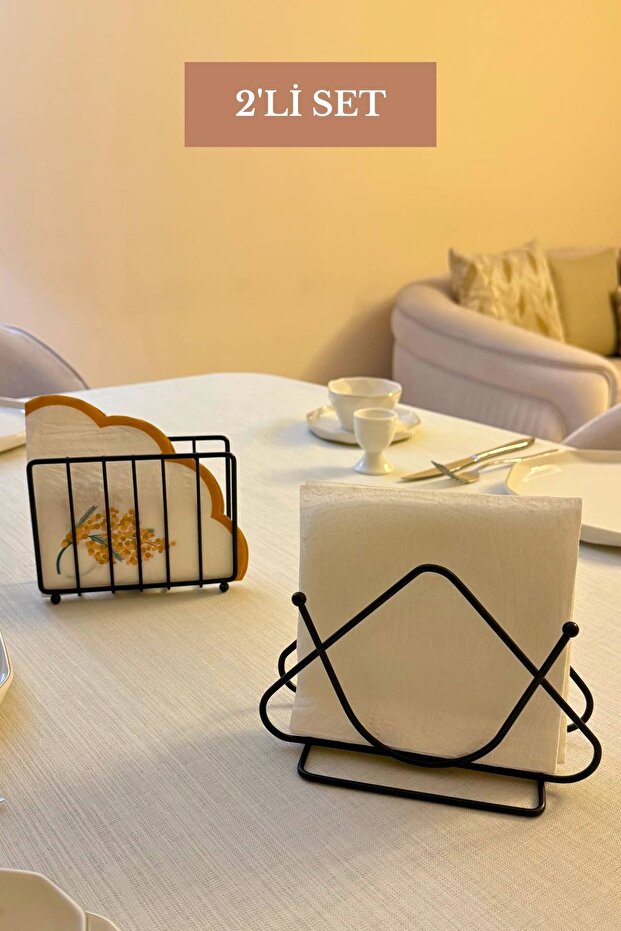 Set of 2 Black Triangle Napkin Holder Cage Napkin Holder Kitchen Set