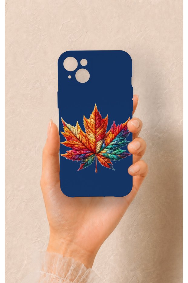 Colorful Leaf Pattern Silicone Case Compatible with iPhone 14 Plus/15 Plus