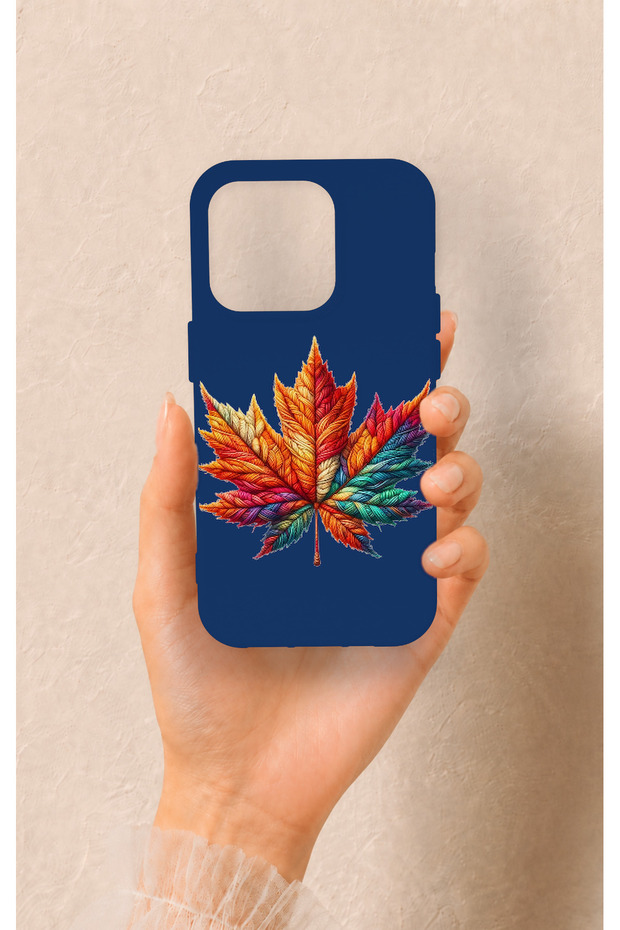 iPhone 15 Pro Compatible Colorful Leaf Pattern Silicone Case