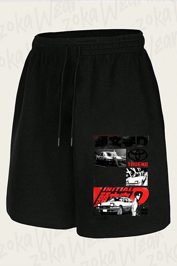 شورت مطبوع بتصميم Initial D للجنسين