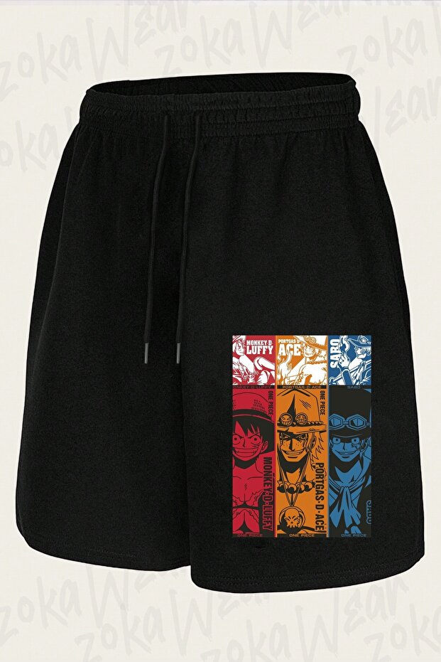 Unisex One Piece Luffy Ace Sabo Design Printed Shorts