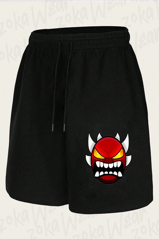 Unisex Geometry Dash Extreme Demon Design Printed Shorts