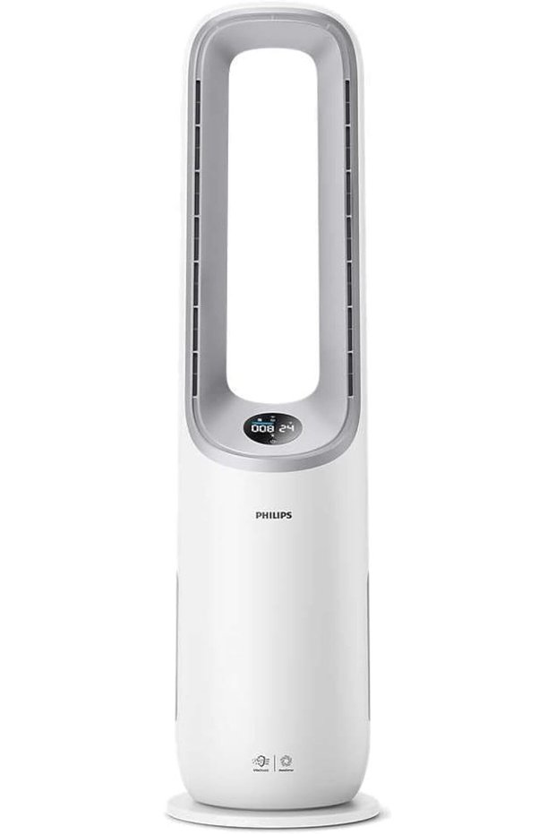 2-in-1 Air Purifier & Fan, For 70m² Rooms, 270m³/h CADR, Sleep Mode 7000 Series, Connected to Air+ App, AeraSense Technology, PM2.5 Sensor, 1 Year HEPA Filter Lifetime, White/Grey, AMF765/30