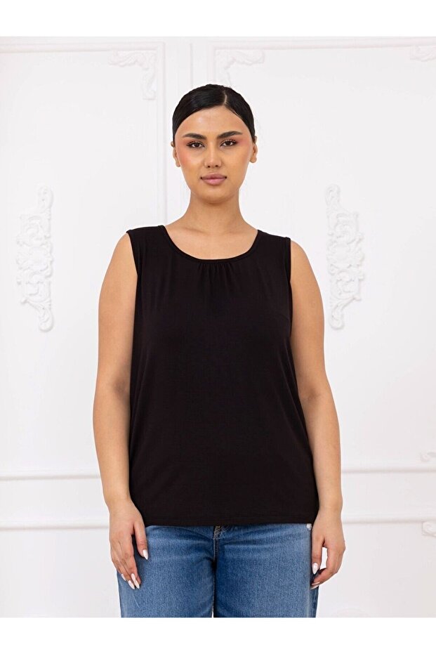Women's Plus Size Viscose Strap Blouse Black