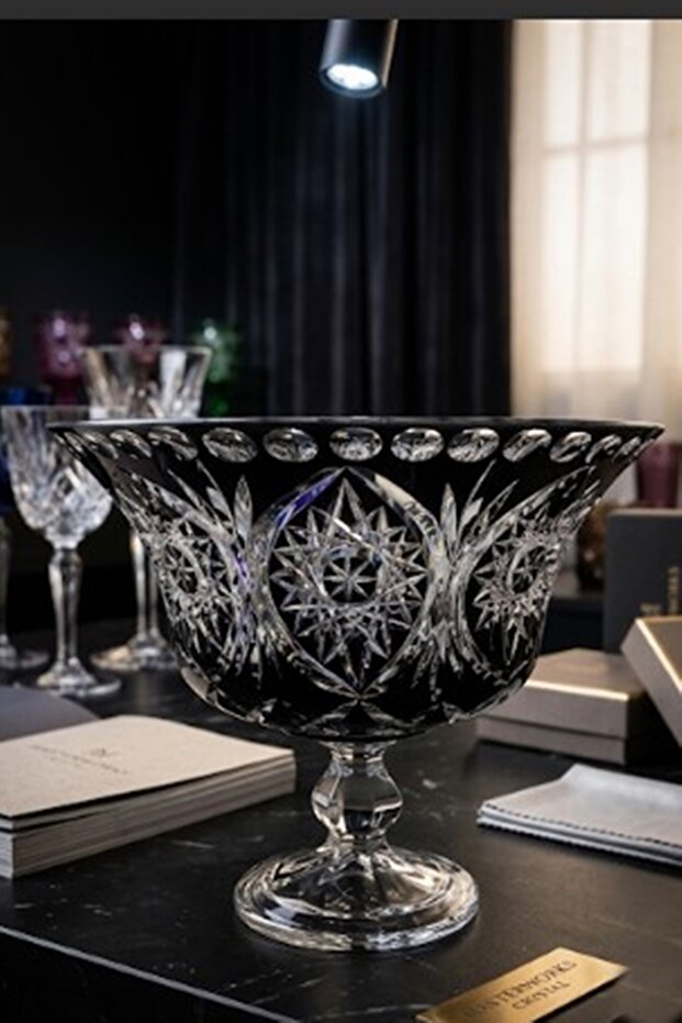 Mose Art Crystal Stand Large Footed Fruit Bowl Mouth Diameter 27 cm Height 24 cm