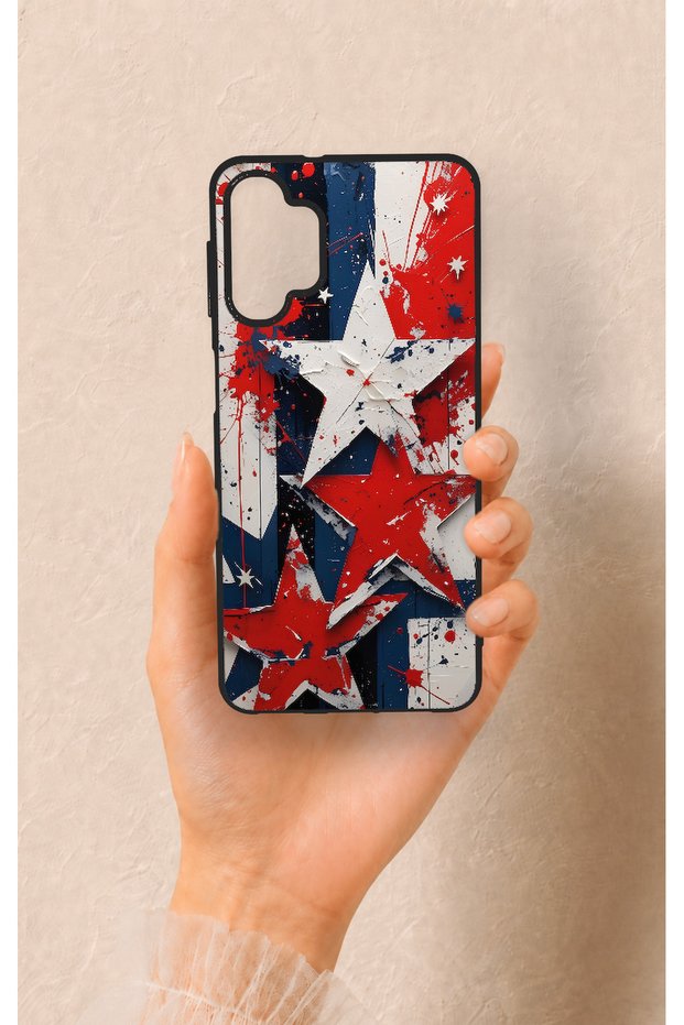 Samsung A32 Compatible Star Flag Patterned Silicone Case