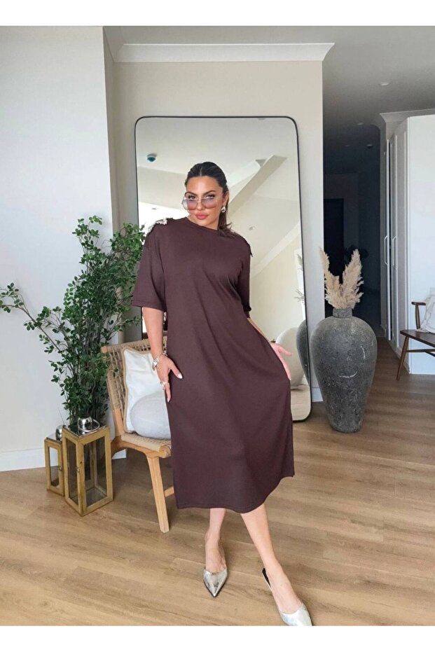 Shoulder Detailed Modal Dress