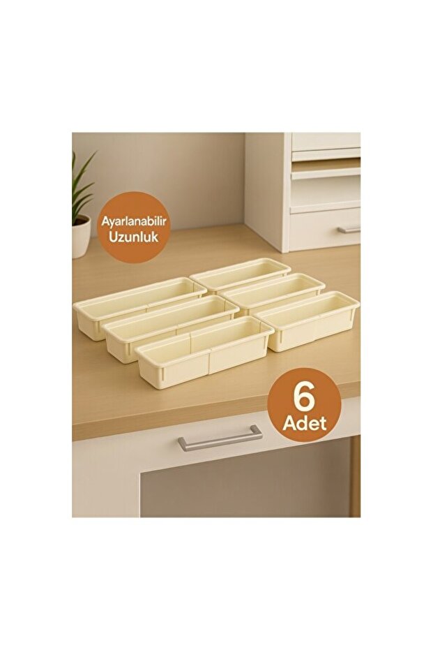 6-Piece Multi-Purpose Drawer Organizer, Adjustable and Practical Use