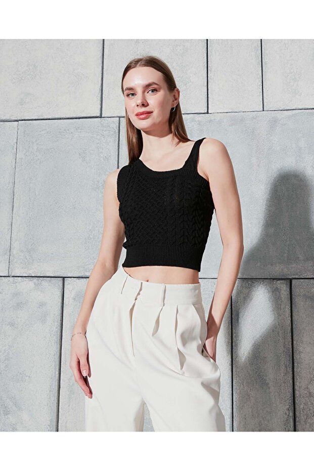 One-Shoulder Knit Crop Blouse