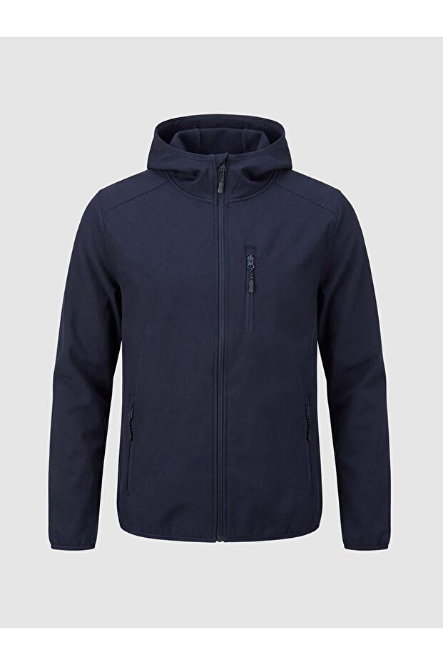Lcwaikiki Classic Navy Blue Hooded Softshell Men's Jacket