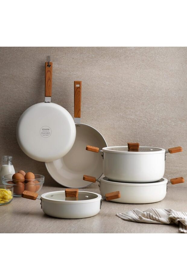 Tua Shop Ceramoni Ceramic Flat Pot 30 Cm-Cream 1022020