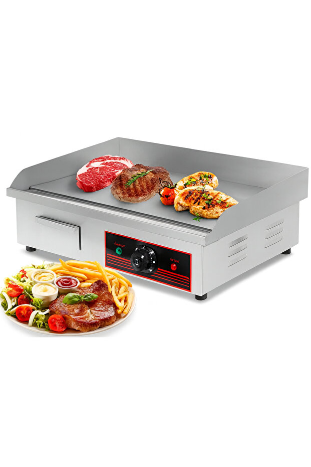 Electric Tabletop Griddle Grill 220V Restaurant Countertop Flat Grill Stainless Steel Adjustable Temperature Control for Commercial Outdoor Cooking BBQ 3000W / 4400W