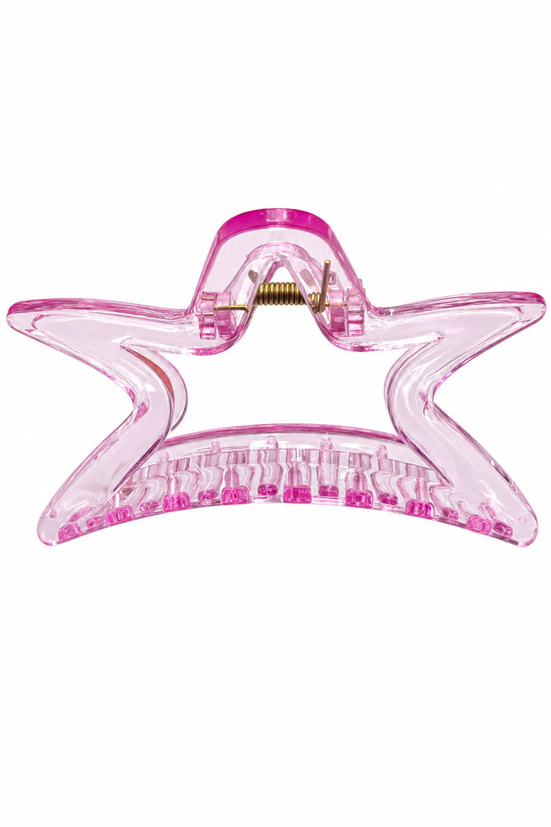 Stylish Star Design Transparent Pink Hair Claw Clip for Women Daily Use